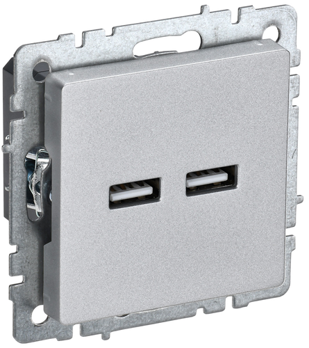 Розетка USB 1 пост IEK BRITE алюминий, вид