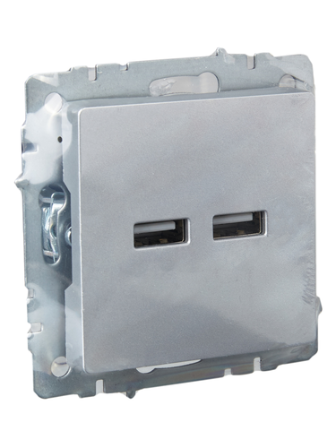 Розетка USB 1 пост IEK BRITE алюминий, картинка