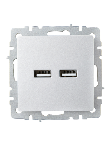 Розетка USB 1 пост IEK BRITE алюминий, картинка