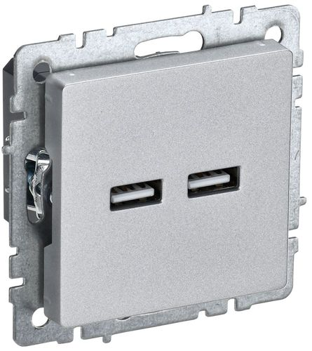 Розетка USB 1 пост IEK BRITE алюминий, картинка