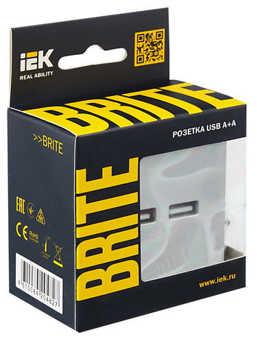 Розетка USB 1 пост IEK BRITE алюминий, крупный план