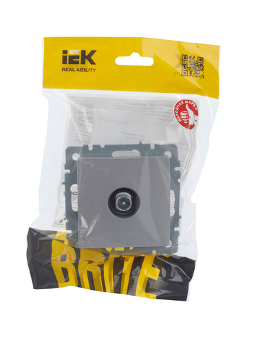 Розетка TV 1 пост IEK BRITE алюминий, крупный план