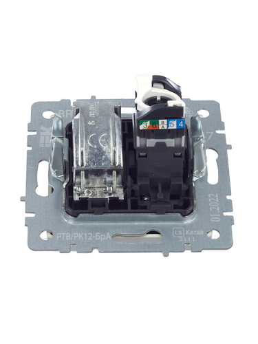 Розетка TV-RJ45 1 пост IEK BRITE алюминий, детальное фото