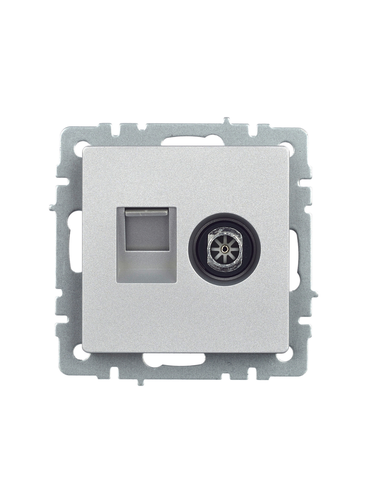 Розетка TV-RJ45 1 пост IEK BRITE алюминий, вид