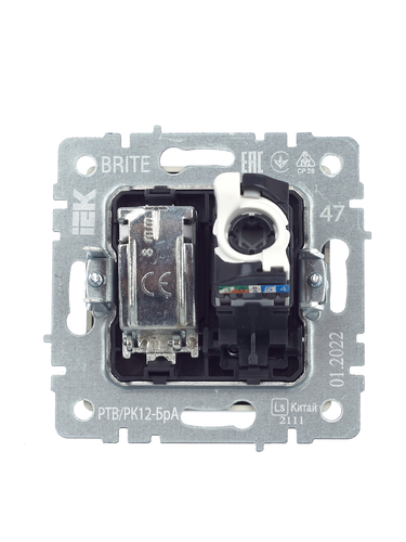 Розетка TV-RJ45 1 пост IEK BRITE алюминий, изображение