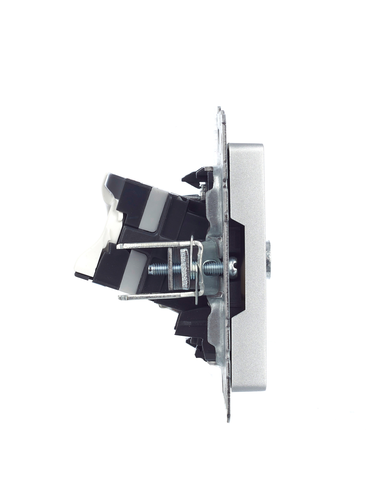 Розетка TV-RJ45 1 пост IEK BRITE алюминий, крупный план