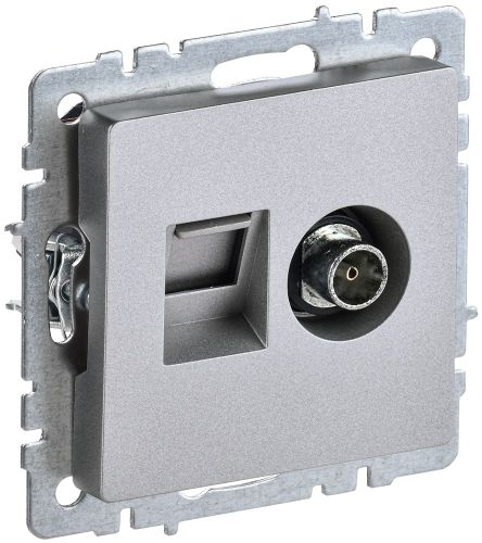 Розетка TV-RJ45 1 пост IEK BRITE алюминий, вид