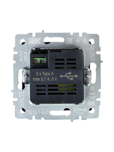 Розетка USB 1 пост IEK BRITE сталь, изображение