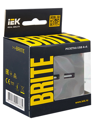 Розетка USB 1 пост IEK BRITE сталь, картинка