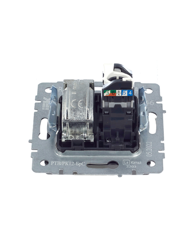 Розетка TV-RJ45 1 пост IEK BRITE сталь, вид