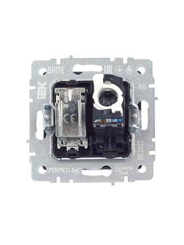 Розетка TV-RJ45 1 пост IEK BRITE сталь, детальное фото