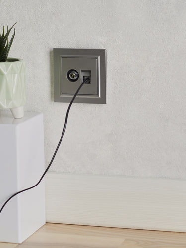 Розетка TV-RJ45 1 пост IEK BRITE сталь, вид
