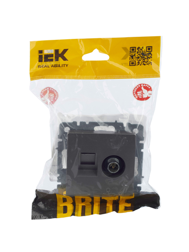 Розетка TV-RJ45 1 пост IEK BRITE сталь, изображение