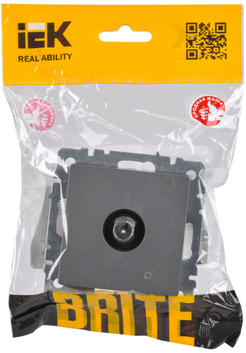 Розетка TV IEK BRITE BR-A10-P-K46 сталь, изображение