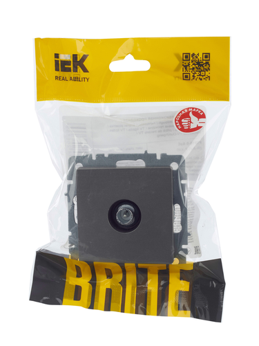 Розетка TV IEK BRITE BR-A10-P-K46 сталь, фото