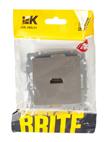 Розетка HDMI 1 пост IEK BRITE сталь, детальное фото