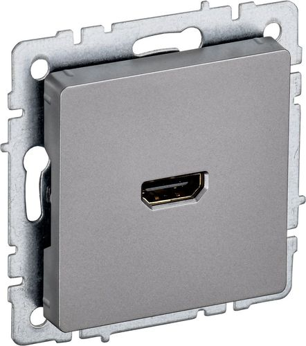 Розетка HDMI 1 пост IEK BRITE сталь, вид