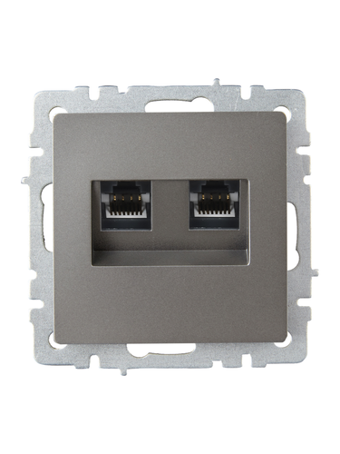 Розетка RJ-11,RJ-45 1 пост IEK BRITE сталь, вид