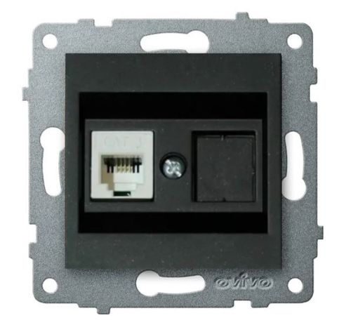 Розетка RJ-45 2 поста OVIVO черный, вид