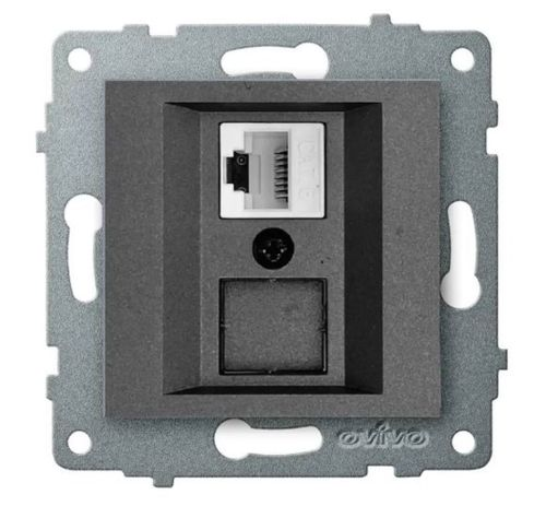 Розетка RJ-45 2 поста OVIVO дымчатый, изображение