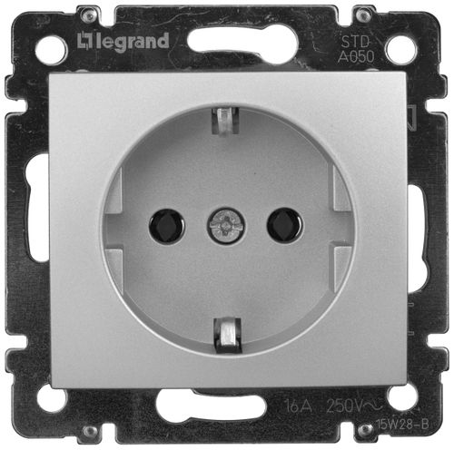 Розетка электрическая Legrand Valena 694342 алюминий, изображение