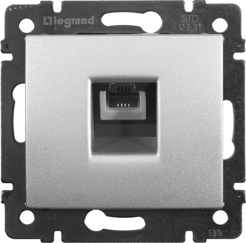 Розетка RJ-11 1 пост Legrand Valena Life алюминий, крупный план