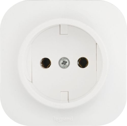 Розетка электрическая 1 пост Legrand Quteo белый, крупный план