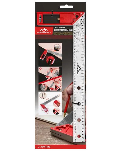 Угольник VERTEXTOOLS ULTRA-PRECISE 3046-400 нержавеющая сталь 400 мм, вид