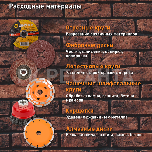 Шлифмашина угловая электрическая ВИХРЬ УШМ-180/1800, 1800 Вт, 180 мм, картинка