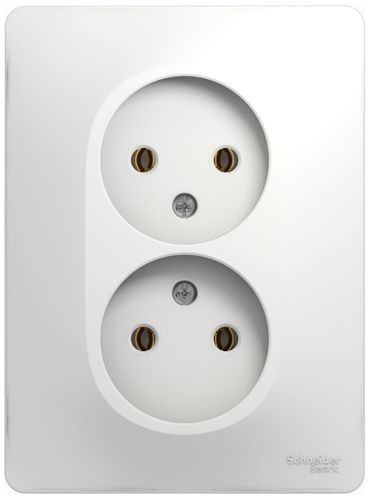 Розетка электрическая 2 поста Schneider Electric GLOSSА белый, изображение