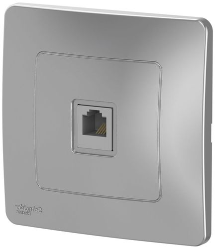 Розетка RJ-11 1 пост Schneider Electric BLANCA алюминий, фотография