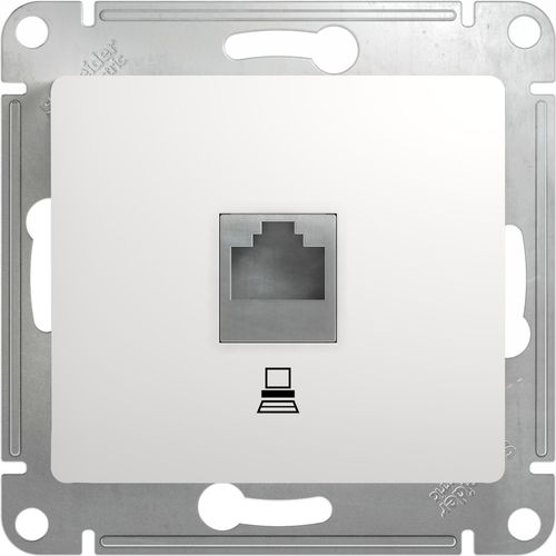 Розетка RJ-45 1 пост Schneider Electric GLOSSА белый, детальное фото