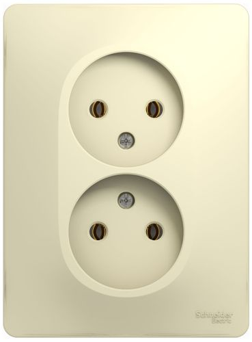 Розетка электрическая 2 поста Schneider Electric GLOSSА кремовый, фото