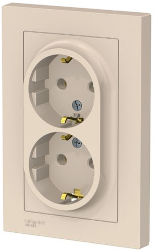 Розетка электрическая Schneider Electric Atlas Design ATN000224 бежевый, крупный план