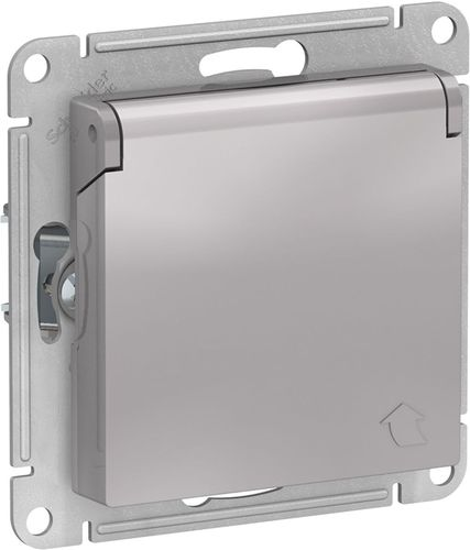 Розетка электрическая Schneider Electric Atlas Design ATN000346 алюминий, детальное фото