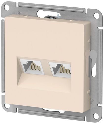 Розетка RJ-45 2 поста Schneider Electric Atlas Design бежевый, изображение