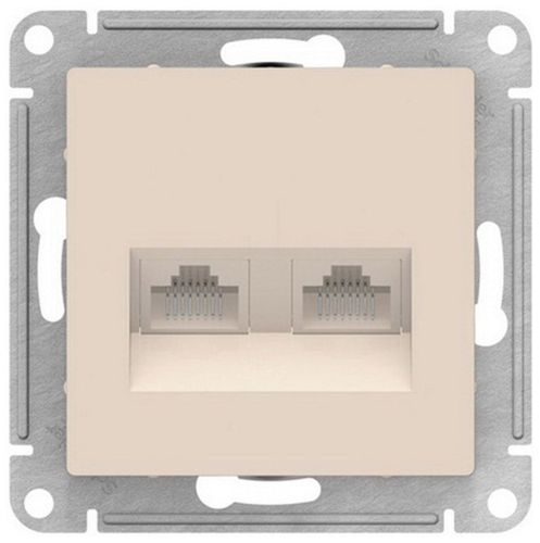 Розетка RJ-45 2 поста Schneider Electric Atlas Design бежевый, фото