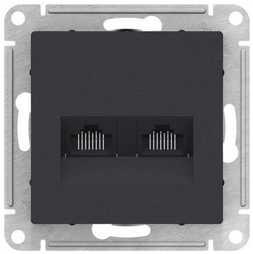 Розетка RJ-45 2 поста Schneider Electric Atlas Design карбон, вид