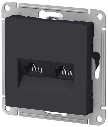 Розетка RJ-45 2 поста Schneider Electric Atlas Design карбон, вид