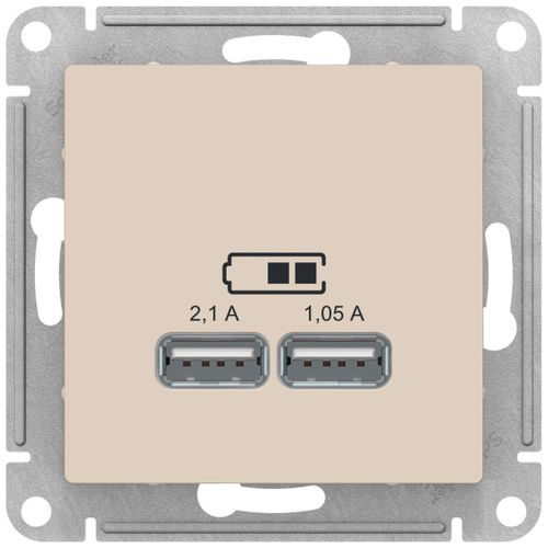 Розетка USB 2 поста Schneider Electric Atlas Design бежевый, картинка