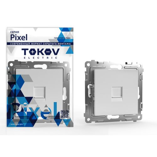 Розетка RJ-11 1 пост TOKOV ELECTRIC PIXEL белый, картинка