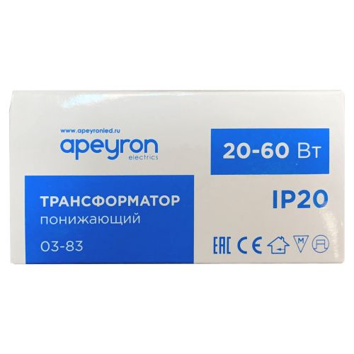 Трансформатор понижающий Apeyron Electrics 03-83 20-60 Вт 12 В, фото
