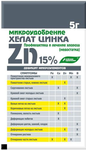 Удобрение минеральное Хелат цинка универсальное 5 г, фотография