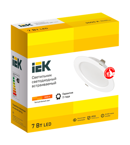 Светильник IEK СВЕТ-К белый 3000к 7вт круг ip20 98x33, изображение