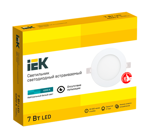Светильник IEK СВЕТ-К 4000к 7вт круг ip20 белый 119x26, изображение