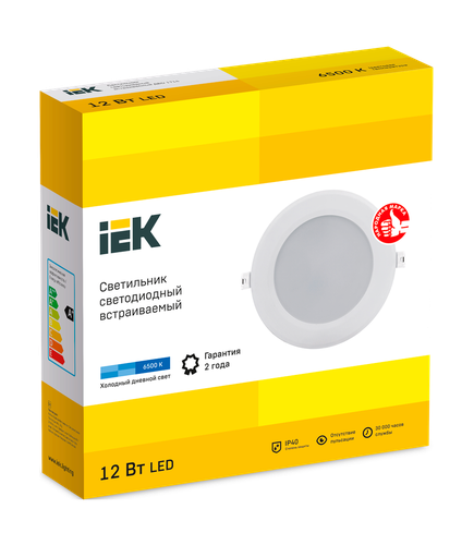 Светильник IEK СВЕТ-К 6500к 12вт круг ip40 белый 149x35, детальное фото