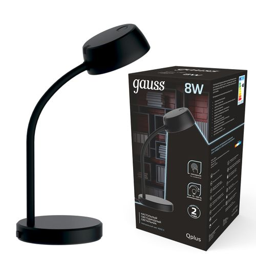 Светильник настольный Gauss Qplus модель GTL601 8W 600lm 4000K 170-265V черный диммируемый LED, картинка