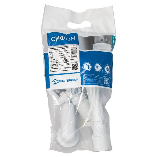 Сифон для умыв. 1.1/2"х40,ТЕЛЕСК. (вып.с нерж. реш.,4 отв.стир.маш) с г.т. 40х40/50, фото