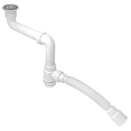 Сифон для умывальника 1.1/2"х40, со СМЕЩ.(нерж.реш.) с г.т. 40х40/50, фото