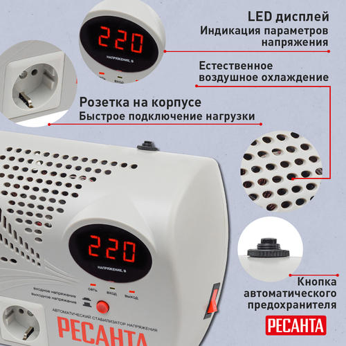 Стабилизатор напряжения РЕСАНТА АСН-500Н/1-Ц, фотография